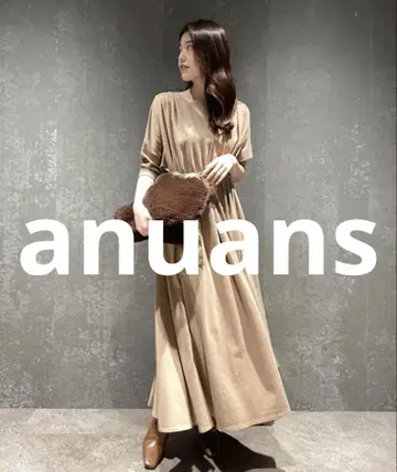 거의 미사용 anuans 돌먼 슬리브 원피스 FREE 베이지