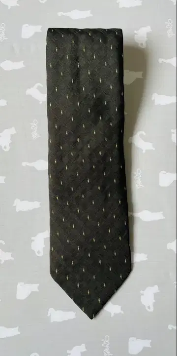 조르지오 아르마니 실크 넥타이 다크 그레이 도트 무늬