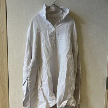 데닐 프렌치 린넨 100% 긴팔 셔츠 튜닉 아이보리
