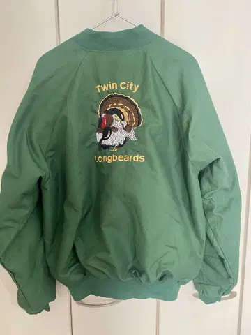 HARTWELL 바시티 자켓 XL 폴리에스테르 그린 USA제 90s 자수