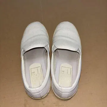 Eur 퍼풍 화이트 슬립온 슈즈