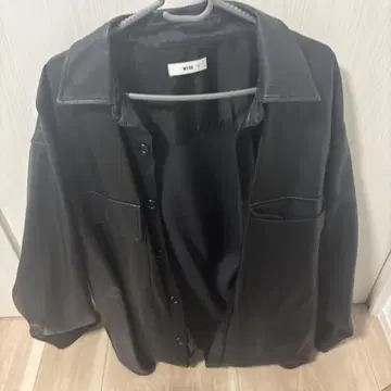 블랙 가죽 셔츠 자켓