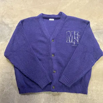MSC 보라색 V넥 니트 가디건 구제 의류 used 00s