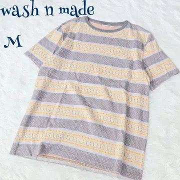 [워시 메이드] 도트 플라워 보더 T셔츠 M 노르딕