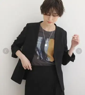 새상품급 INDIVI 인디비 마 혼방 노카라 썸머 자켓