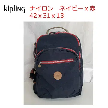 키플링 나일론 백팩 네이비x레드 참 포함 PC 대응 빅