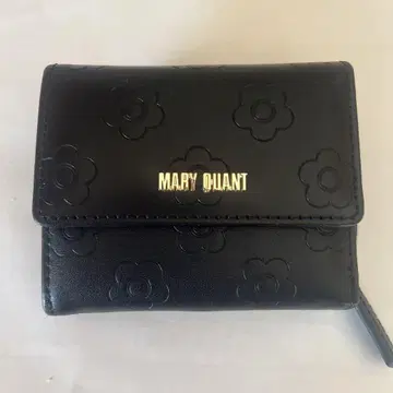 MARY QUANT 3단 폴더형 지갑 블랙 꽃무늬