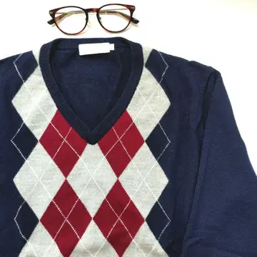 [ EDIFICE ] 아가일 무늬 울 V 니트