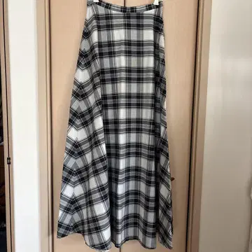 used 맥시 길이 플레어 스커트 체크 무늬
