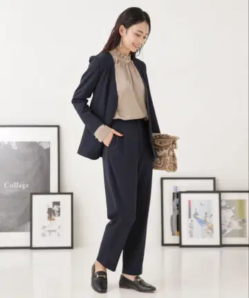M 나노 유니버스 노카라 자켓 팬츠 셋업 포멀 네이비