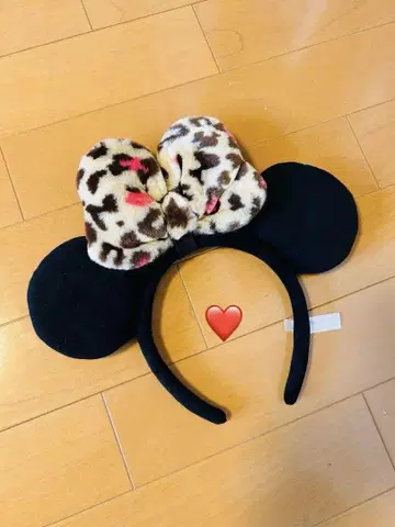 디즈니 미니 리본 레오파드 무늬 머리띠