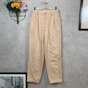 새상품급 니즈 캐주얼 팬츠 테이퍼드 S 베이지 무지 면 100%