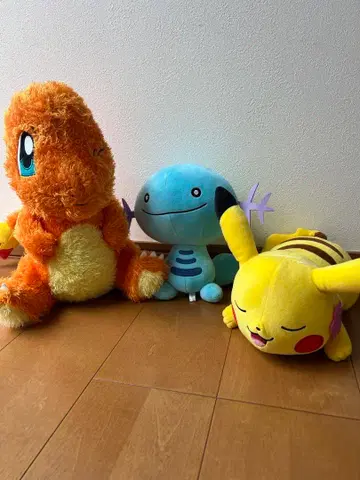 포켓몬 봉제 인형 3개 세트 피카츄, 꼬부기, 우파