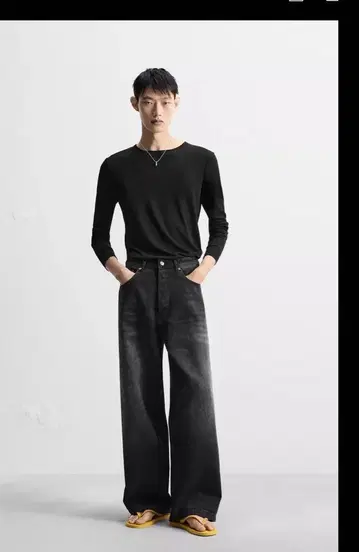 ZARA 엑스트라 배기 핏 데님 청바지 새상품 BLACK 사이즈 jp31