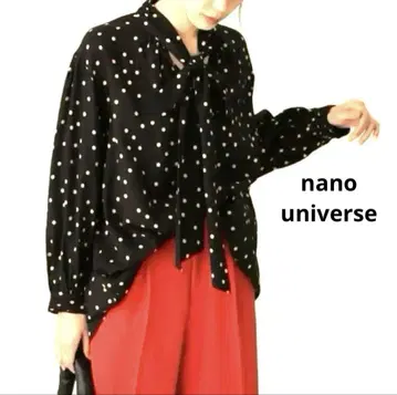 nano universe 나노 유니버스 도트 빅 보타이 롱 블라우스