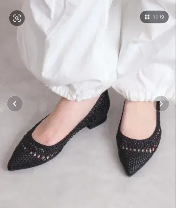 아르테미스 by 다이애나 메쉬 스틸레토 플랫슈즈 블랙 24cm