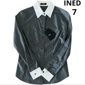 [ 새상품 ] INED 스트라이프 긴팔 셔츠 사이즈 7 일본제 블라우스