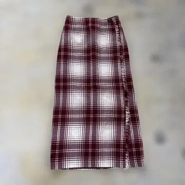snidel 체크 무늬 타이트 스커트 보르도