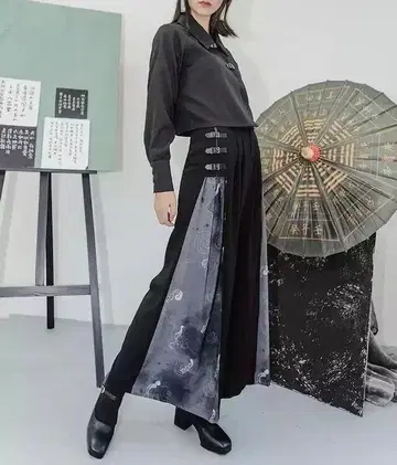 RomelCheo 일본풍 패턴 하카마 팬츠
