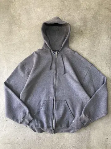 90s RUSSELL 러셀 무지 페이드 지퍼 후드티 XL