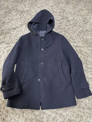 URBAN RESEARCH 후드 부착 네이비 코트 L