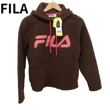 휠라 플리스 후드티 브라운 보아 브랜드 로고 포켓 인기 브랜드