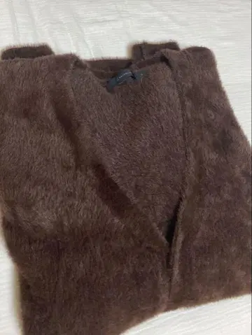 브라운 샤기 가디건 퍼 느낌