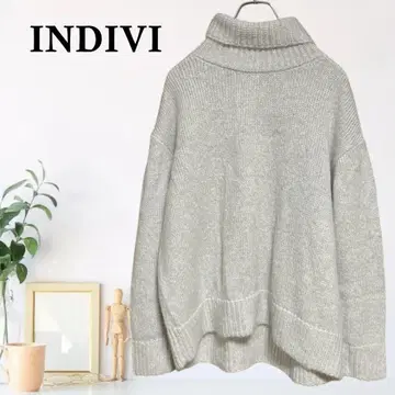 zB985 [ XL ] INDIVI 터틀넥 니트 오버 사이즈 리브