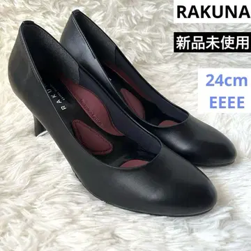 미사용 새상품 RAKUNA 전체 요법 가죽 펌프스 24cm 4E 블랙