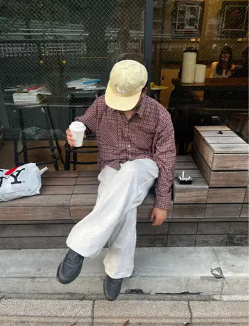 구제 의류 체크 셔츠 빨간색과 블랙 체크 플란넬 셔츠