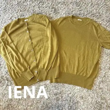 IENA 머스타드 가디건 반팔 니트 세트 앙상블