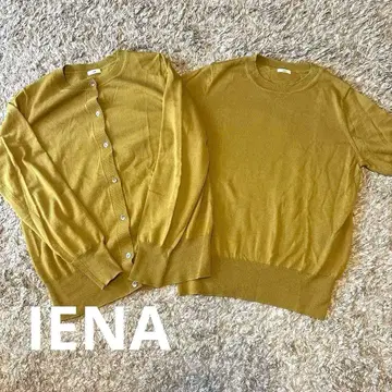 IENA 머스타드 가디건 반팔 니트 세트 앙상블