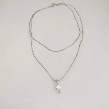 Guess 크로스 목걸이 실버색 2단