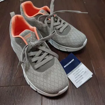 SKECHERS 메모리폼 스니커즈 그레이/오렌지 23.5cm