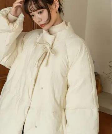 hinari 충전솜 리본 미들 코트 히나리