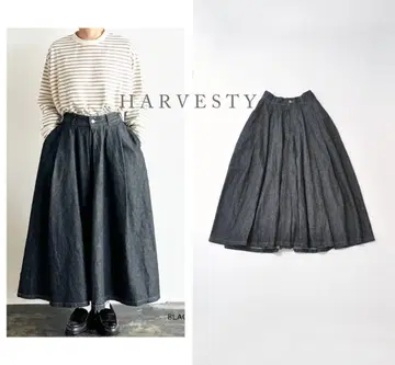 새상품급 현행 모델 HARVESTY 하베스티 블랙 데님 카르멘 스커트