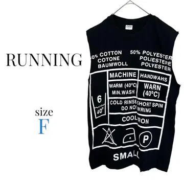 RUNNING [ F ] 슬리브리스 상의 빅 프린트 캐주얼 블랙