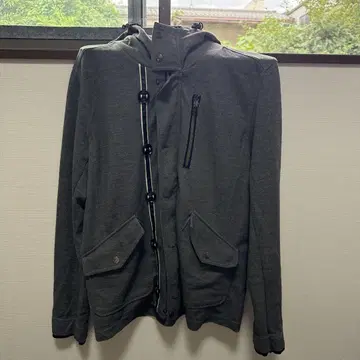 PLUS ONEe 그레이 후드 부착 후드티 L