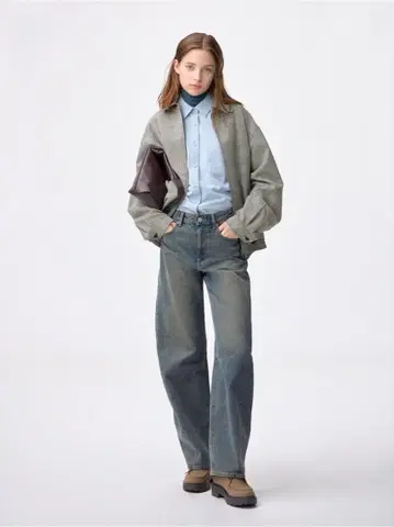 GU 배럴 레그 진 A+EC (긴 길이 81.0cm) 여성용 블루