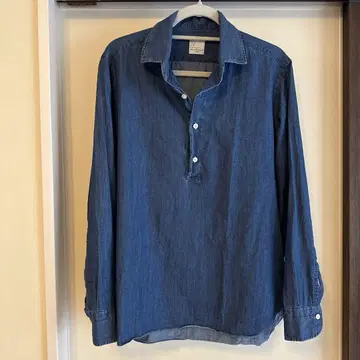 마리아 산탄젤로 풀오버 데님 셔츠 긴팔 M 인디고