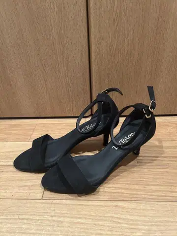 6.5cm 스웨이드 앵클 스트랩 샌들 블랙 24cm 탈론