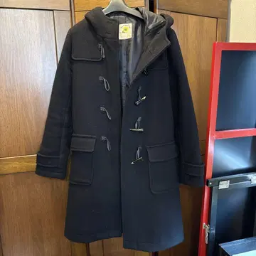 BEAMS 블랙 후드 부착 더플 코트