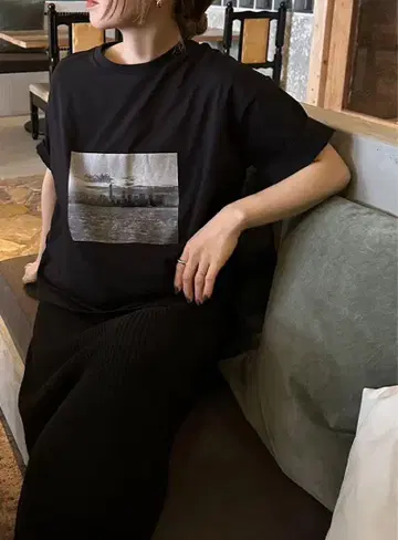 모듬 프린트 오버 사이즈 티셔츠