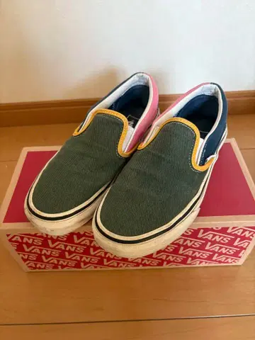 VANS 슬립온 그린/핑크/네이비