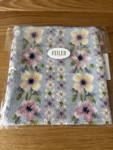 [ 미사용 새상품 ] FEILER 꽃무늬 파우치 그레이 약 25cm