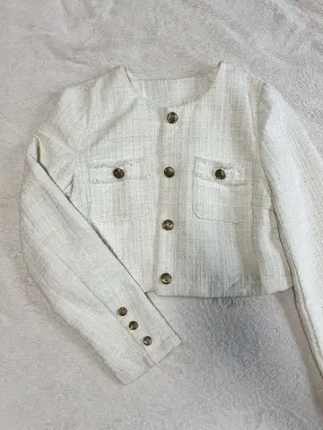 팬시 라메 트위드 숏 자켓 ( 얇은 소재 )