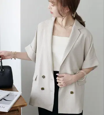 DISCOAT 테크 린넨 반팔 셔츠 자켓 썸머 자켓 반팔