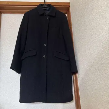 블랙 롱 코트 단추식