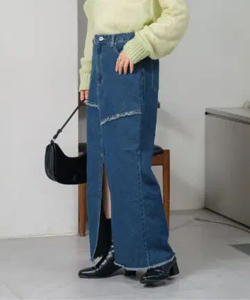 kastane 데님 롱 슬릿 스커트