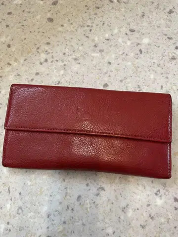 일비종떼 가죽제 빨간색 이단 접이식 지갑